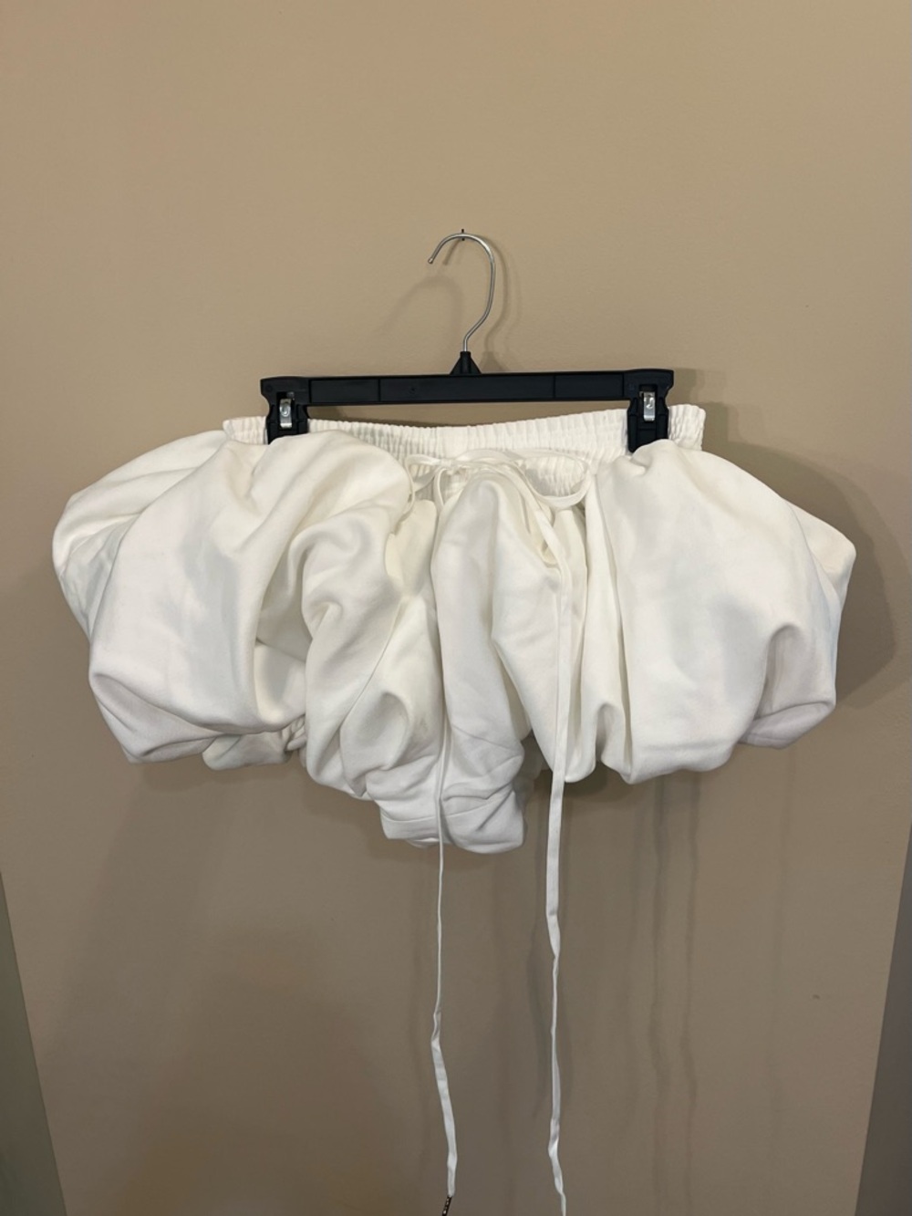 Fanci Club white bubble shorts elastic waist drawstring medium Festival wear
